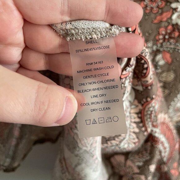 Tommy Hilfiger Women 4P Paisley Linen Blend Sleeveless Ruffle Hem Shift Dress - Picture 9 of 12